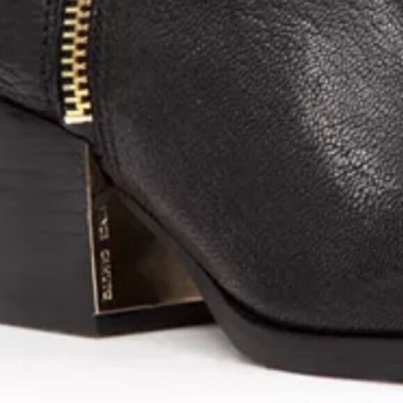 VINCE CAMUTO Imala Double Zip Mid Heel Booties Leather Moto Boots Punk Black 7 - Picture 8 of 16
